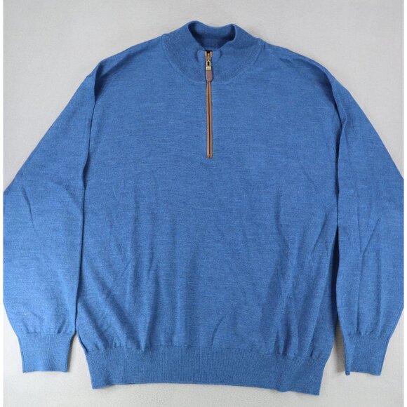 Orvis Merino Wool Quarter Zip Pullover Sweater Blue Fly Fishing Outdoors XL - Picture 1 of 6